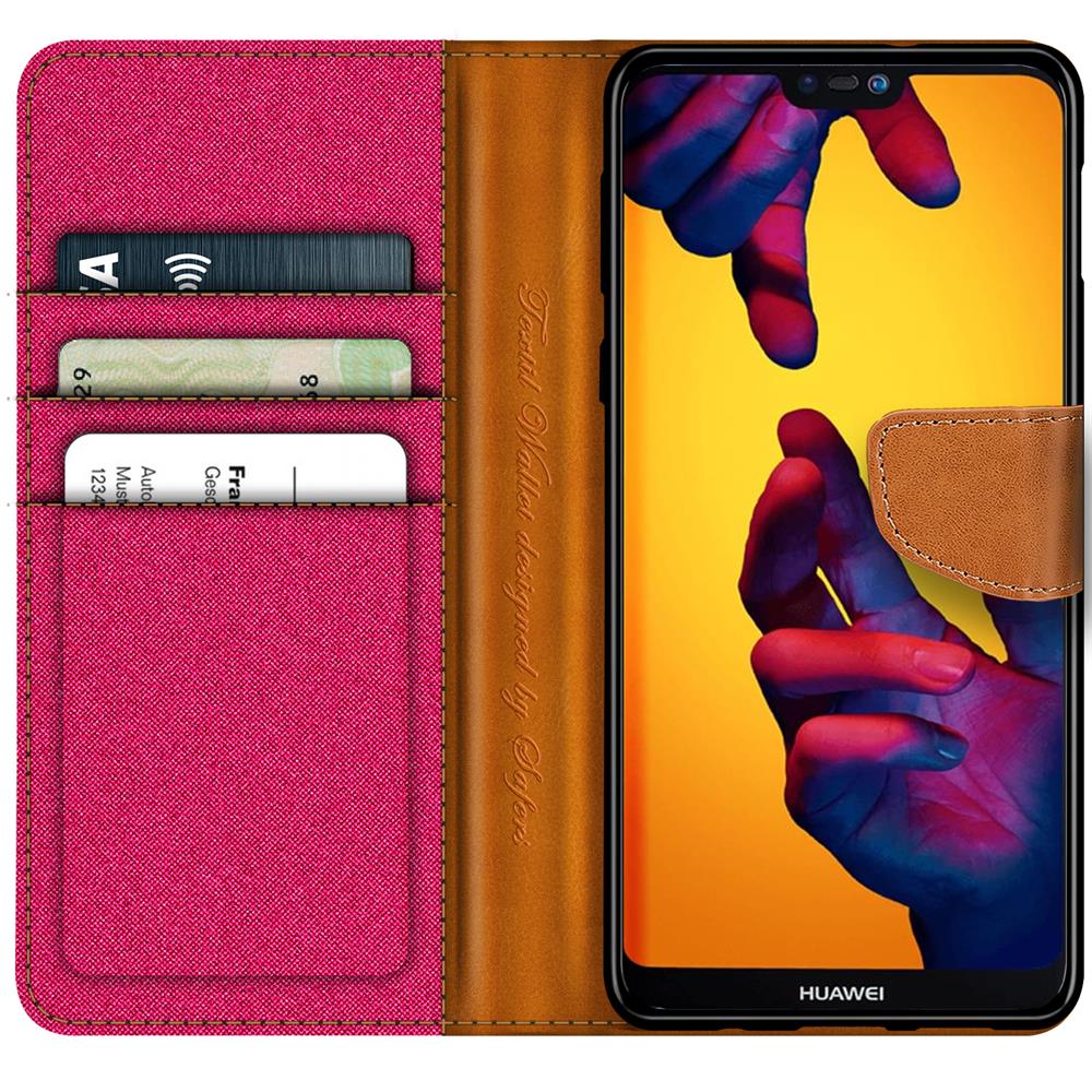 Textil Wallet für Huawei P20 Lite in Pink