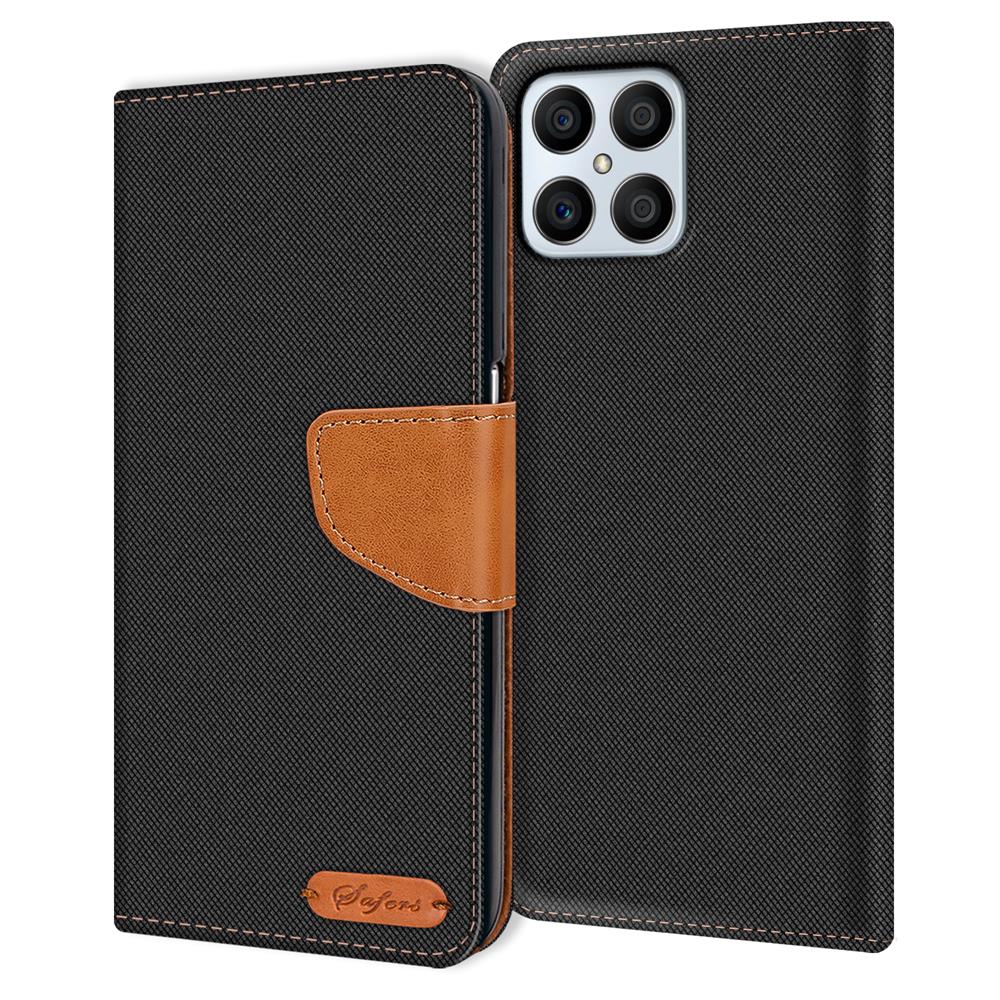 Textil Wallet für Honor X8 in Schwarz