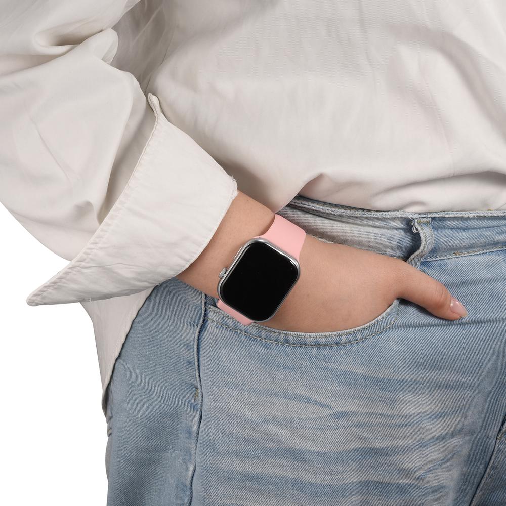 Silikonarmband Butterfly Apple Watch 1-11/SE1-3/Ultra1-3 - 42/44/45/49mm in Hellrosa - Größe L