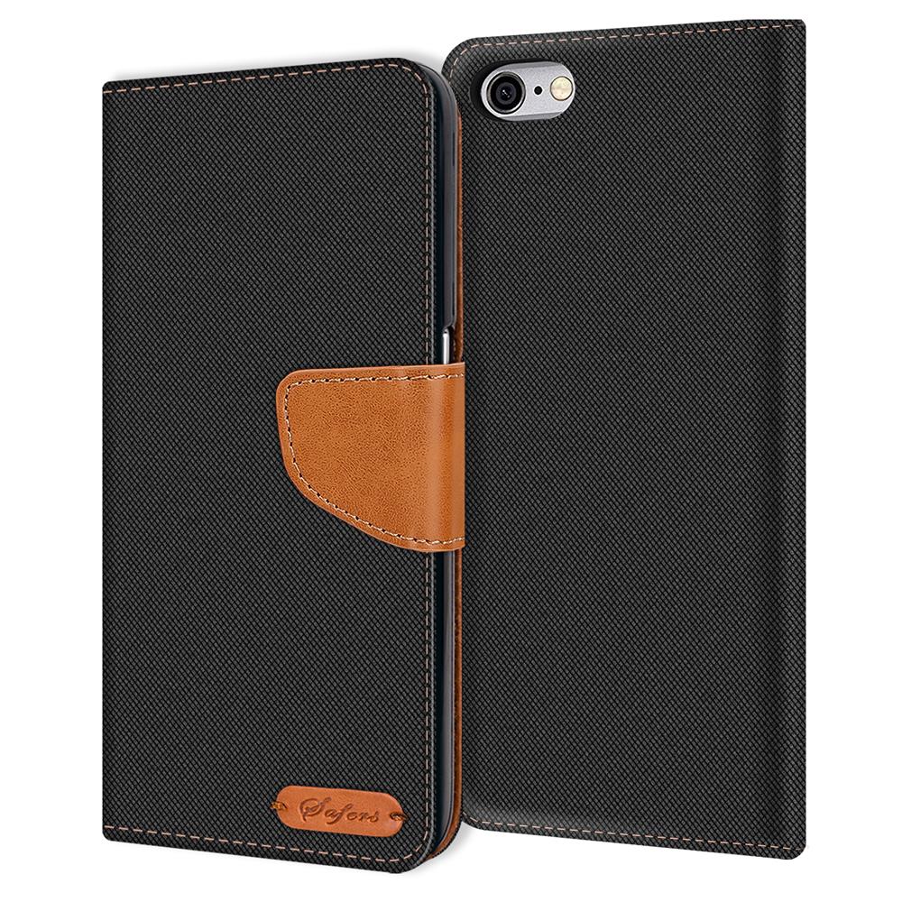 Textil Wallet für Apple iPhone 6 Plus / 6S Plus in Schwarz