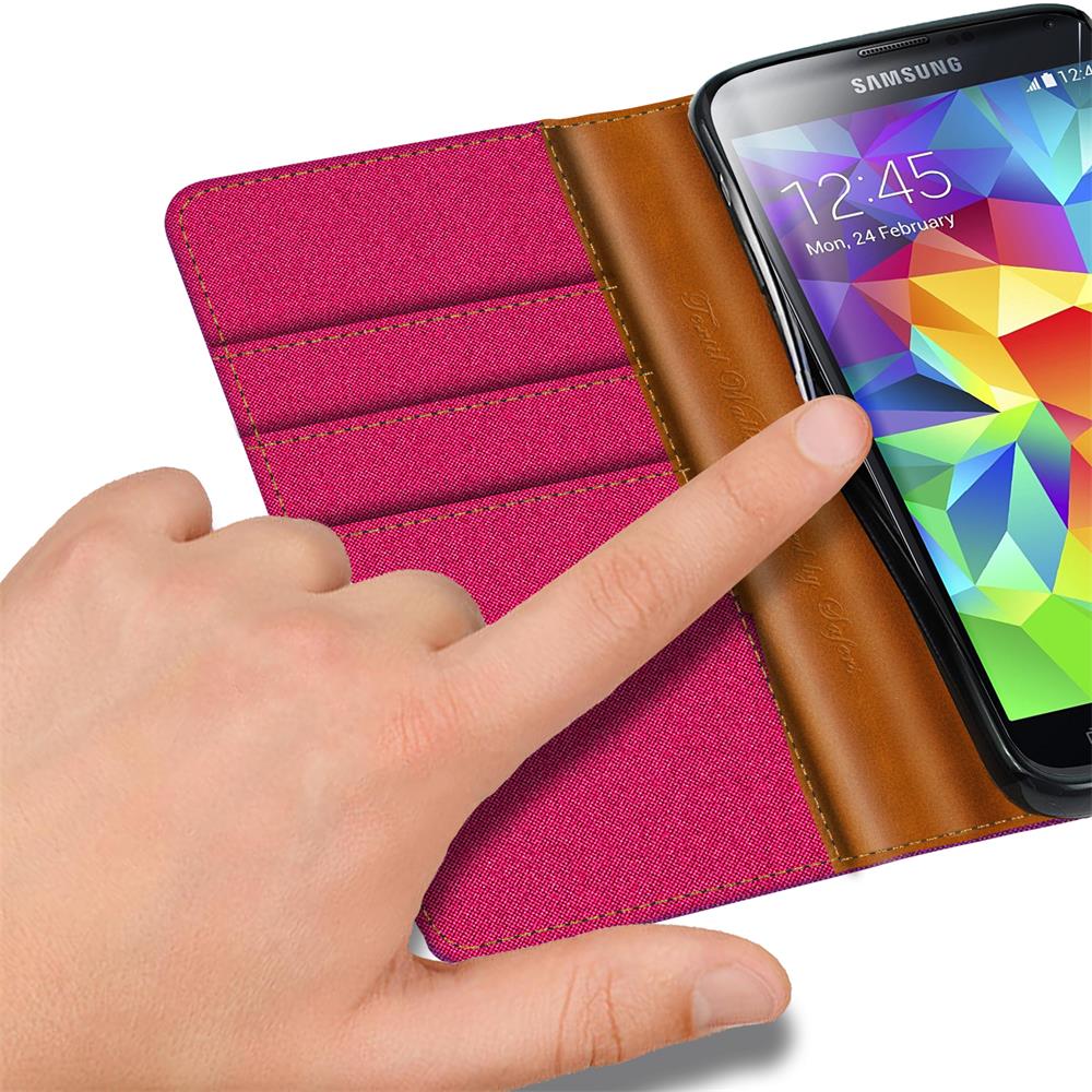 Textil Wallet für Samsung Galaxy S5 Mini in Pink