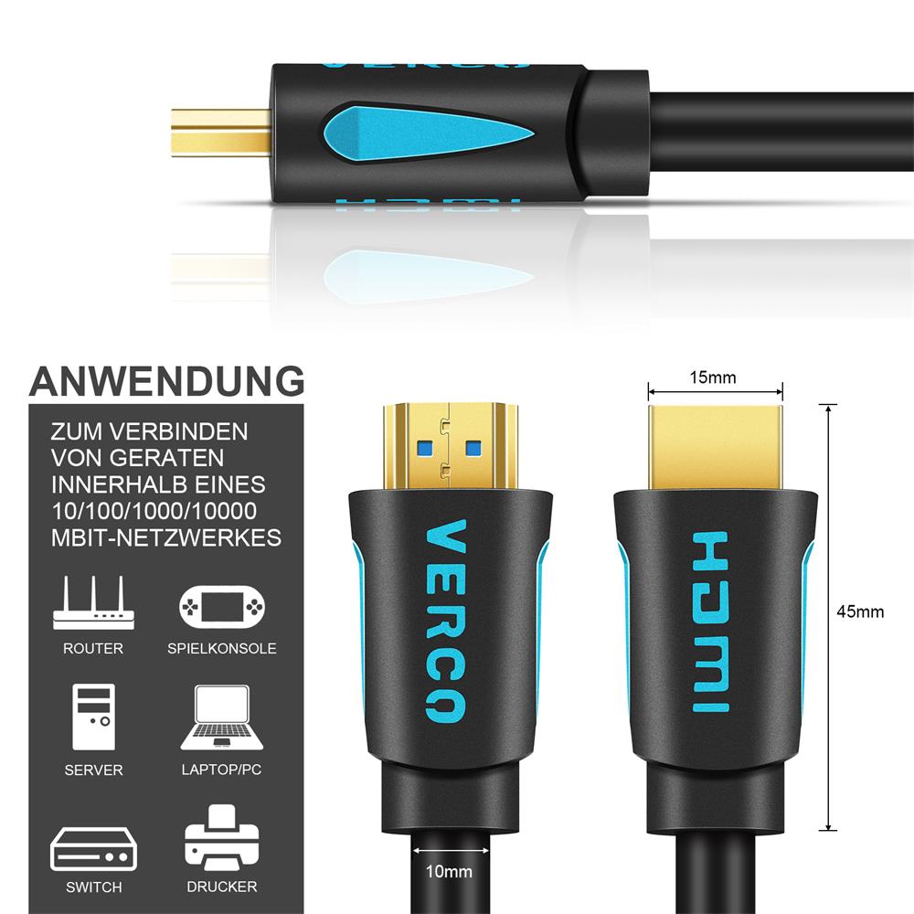 HDMI 2.1 Kabel rund - HD-8K-120B - 3M in Schwarz