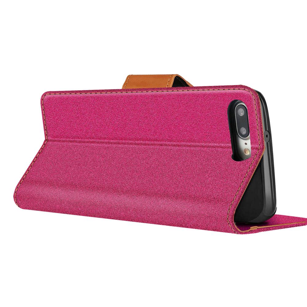 Textil Wallet für Apple iPhone 7 Plus / 8 Plus in Pink