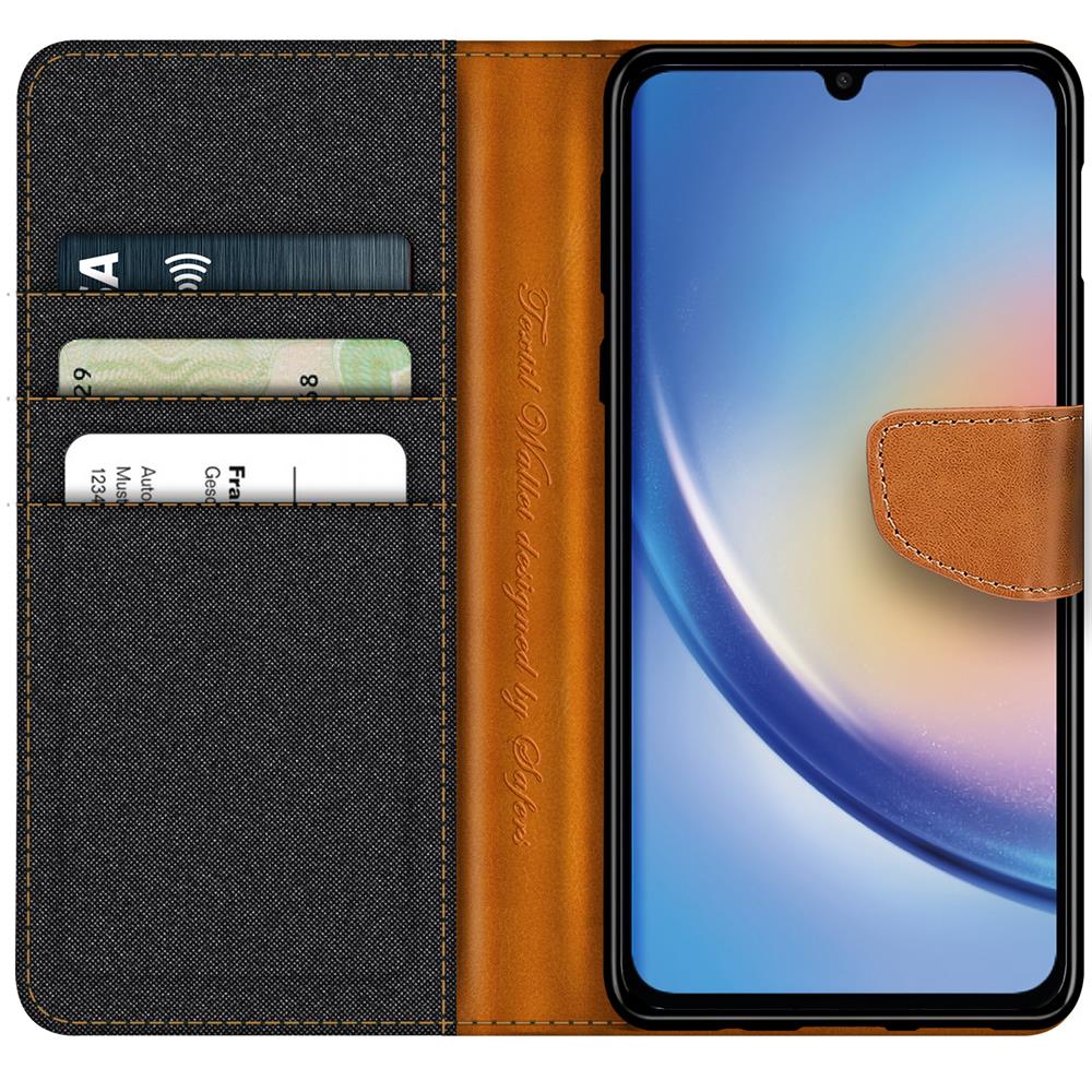 Textil Wallet für Samsung Galaxy A54 5G in Schwarz