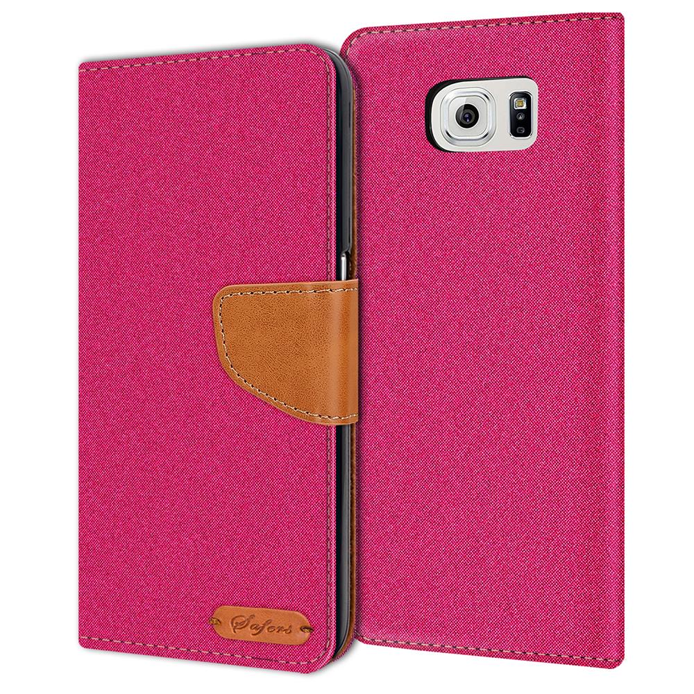 Textil Wallet für Samsung Galaxy S6 Edge in Pink