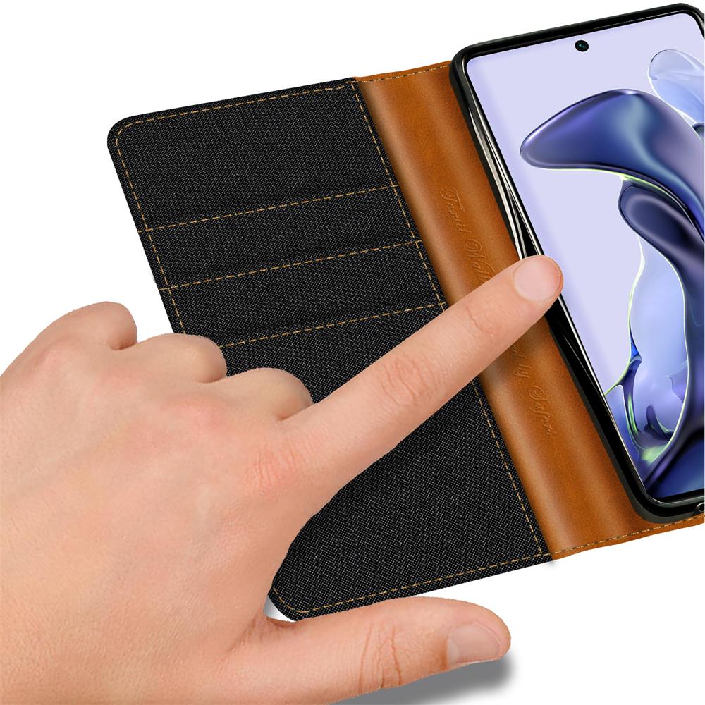 Textil Wallet für Xiaomi Redmi 10 in Schwarz