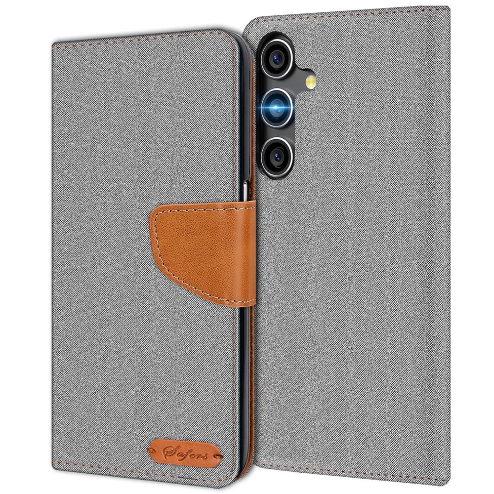 Textil Wallet für Samsung Galaxy S24 FE in Grau
