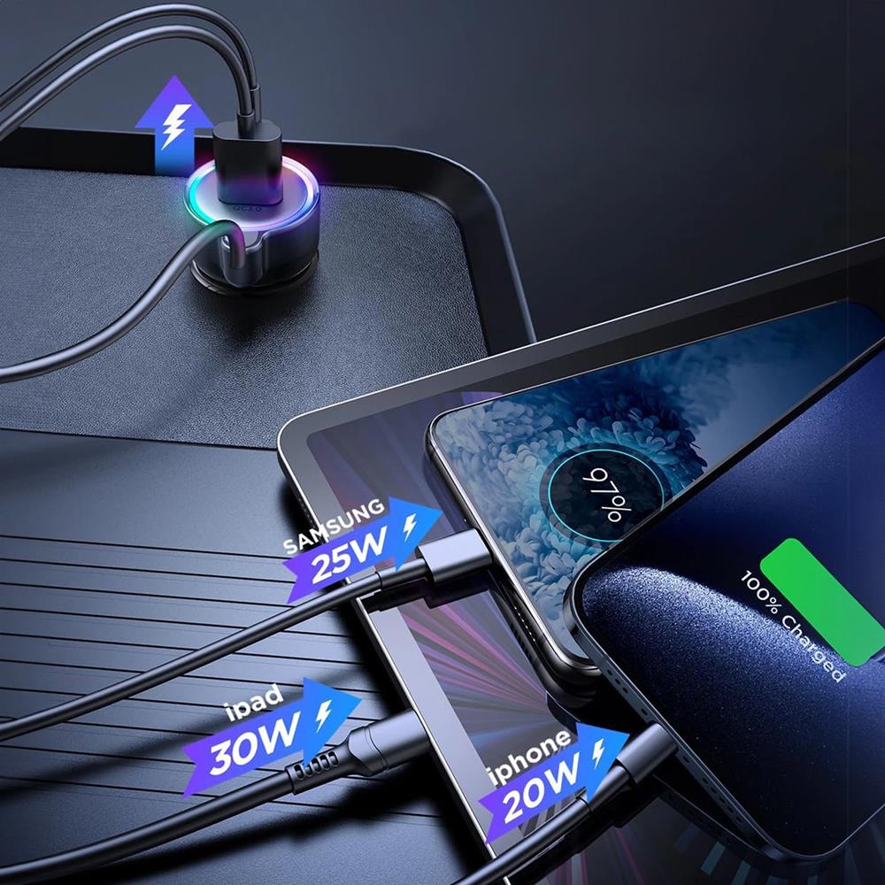 Joyroom Kfz-Ladegerät - 3in1 JR-CL07 in Schwarz