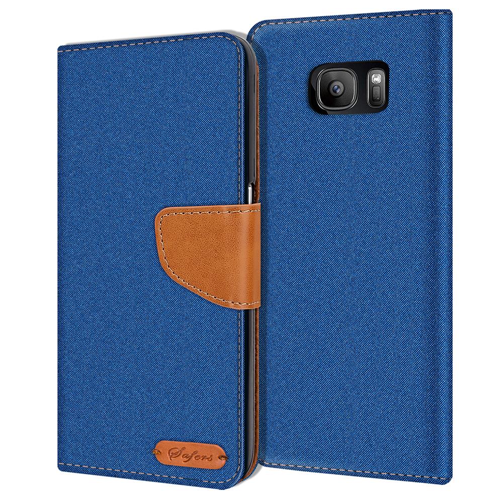Textil Wallet für Samsung Galaxy S7 Edge in Blau