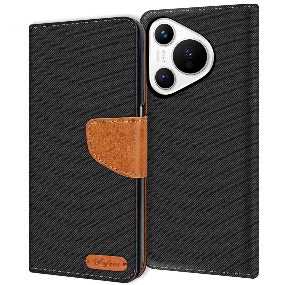 Textil Wallet für Huawei Pura 70 Pro in Schwarz