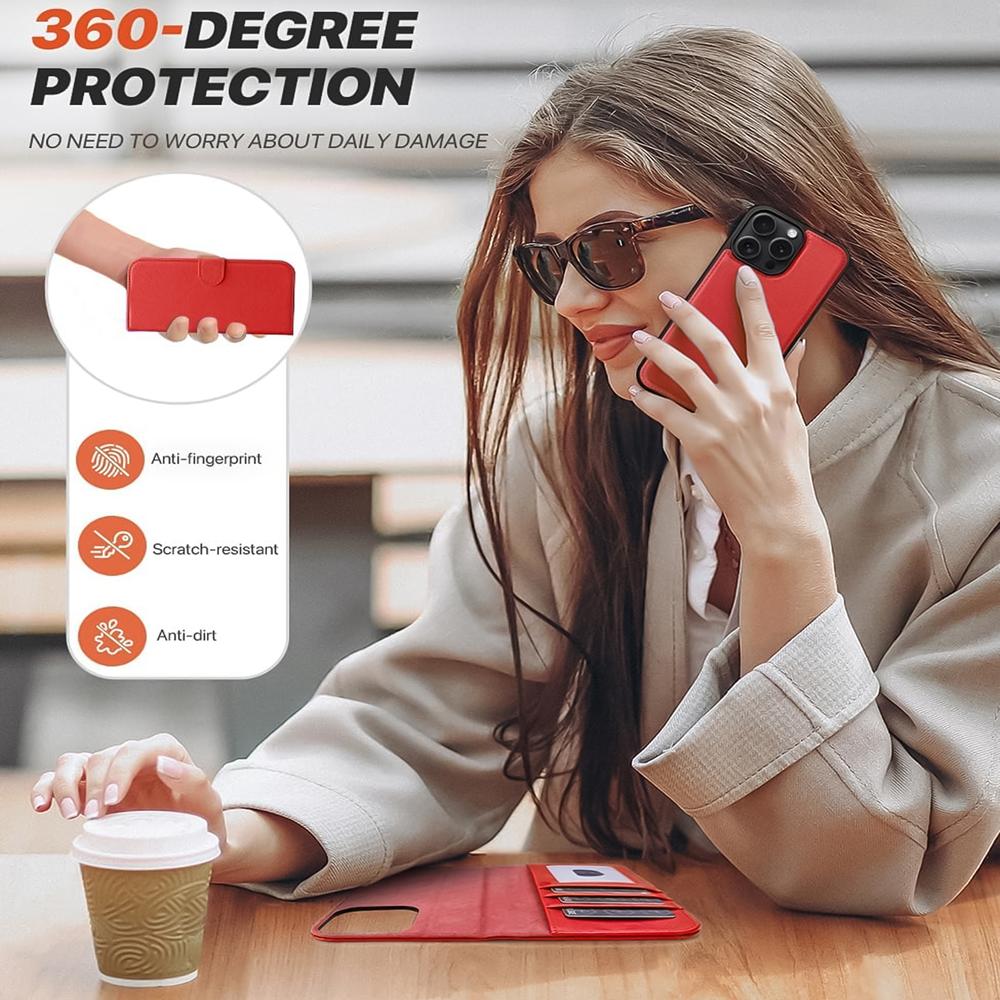 Magnetic Wallet für Apple iPhone 16 Pro Max in Rot