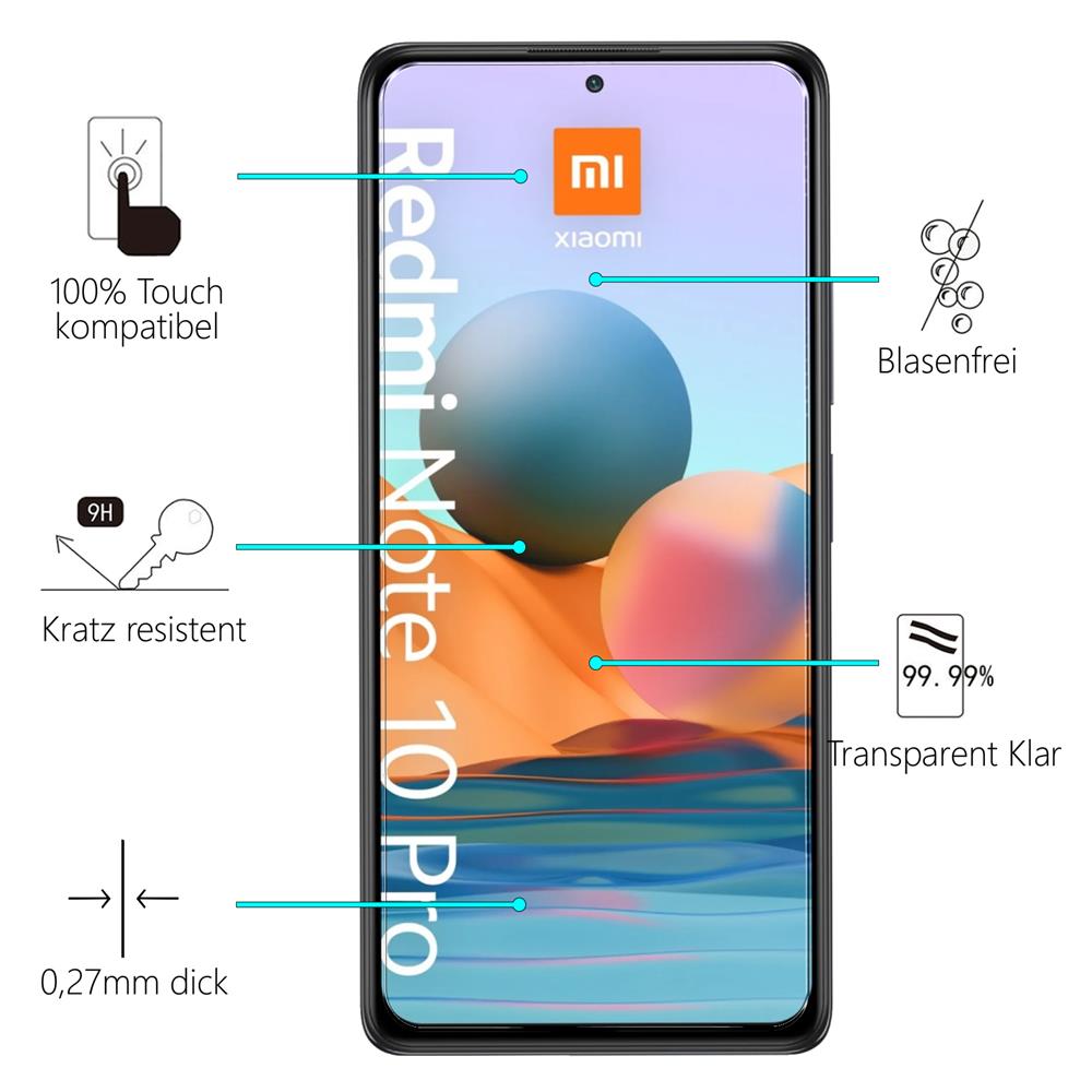 4in1 Glas Set für Xiaomi Redmi Note 10 Pro