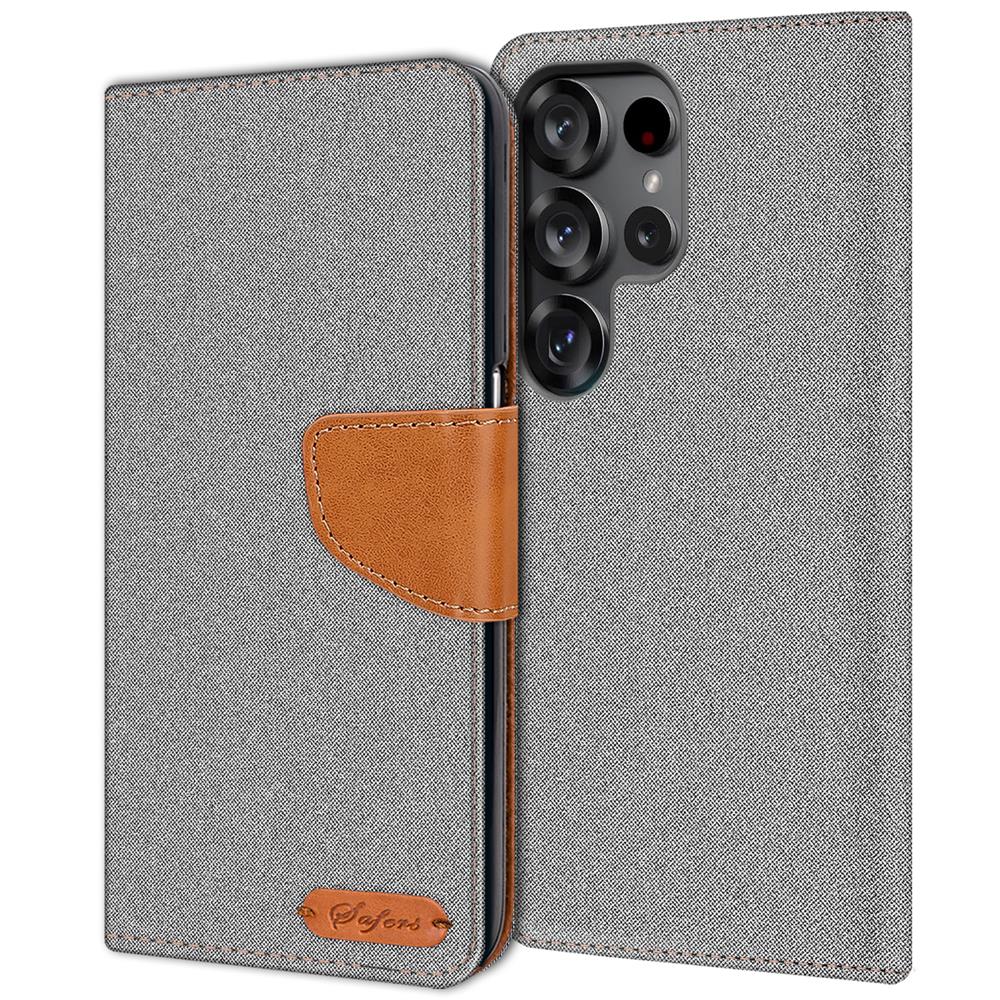 Textil Wallet für Samsung Galaxy S25 Ultra in Grau