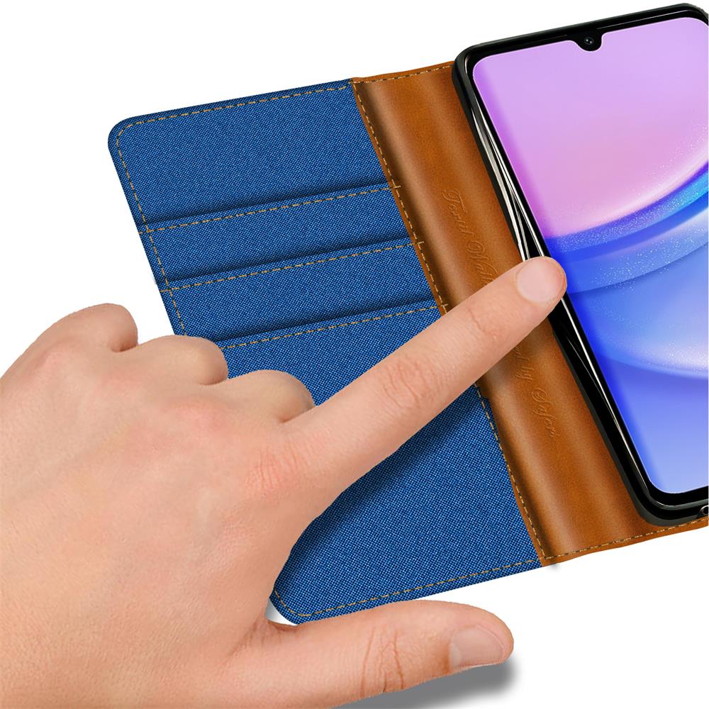 Textil Wallet für Samsung Galaxy A35 5G in Blau