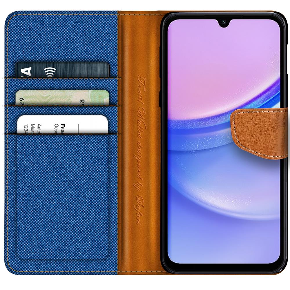 Textil Wallet für Samsung Galaxy A35 5G in Blau