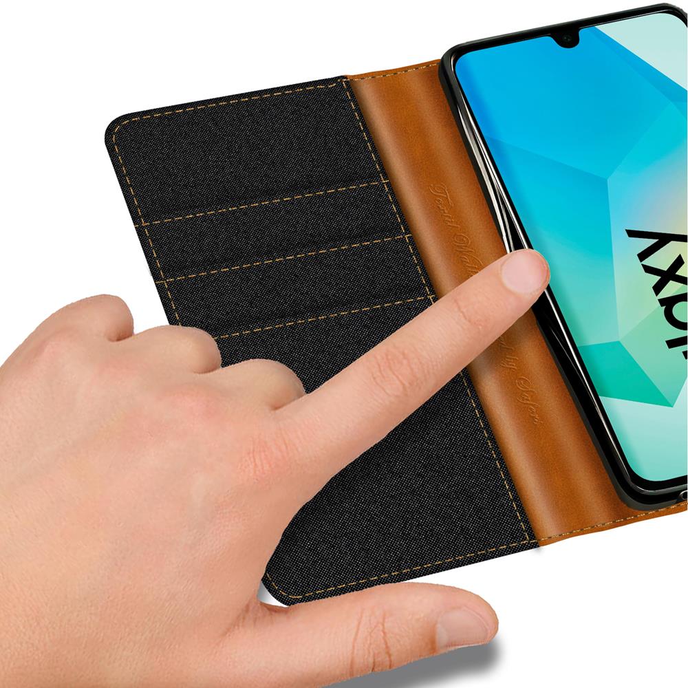 Textil Wallet für Samsung Galaxy A26 5G in Schwarz