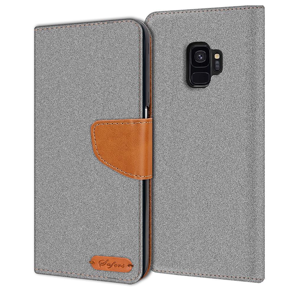 Textil Wallet für Samsung Galaxy S9 in Grau