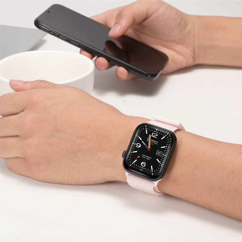 Fitnessarmband Nylon für Apple Watch 1-9 - 42/44/45 in Hellrosa