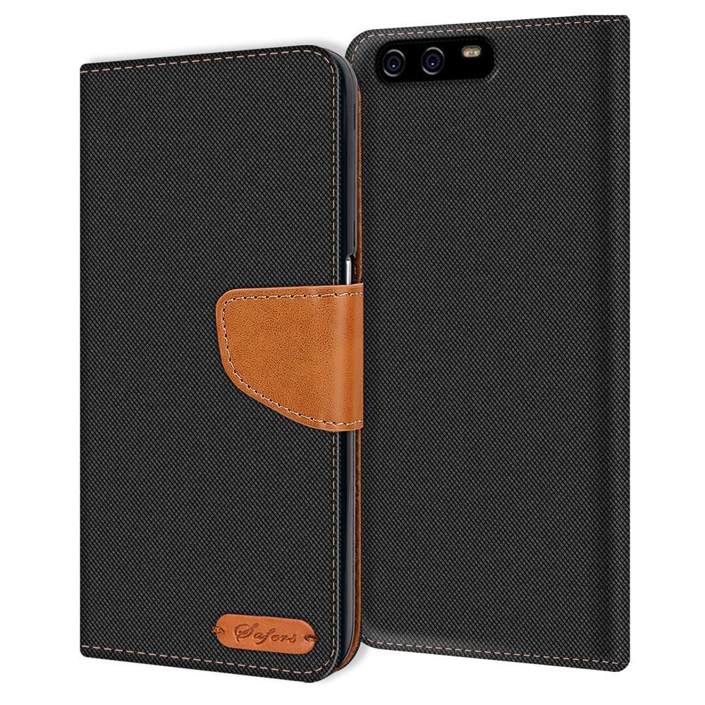 Textil Wallet für Huawei P10 in Schwarz