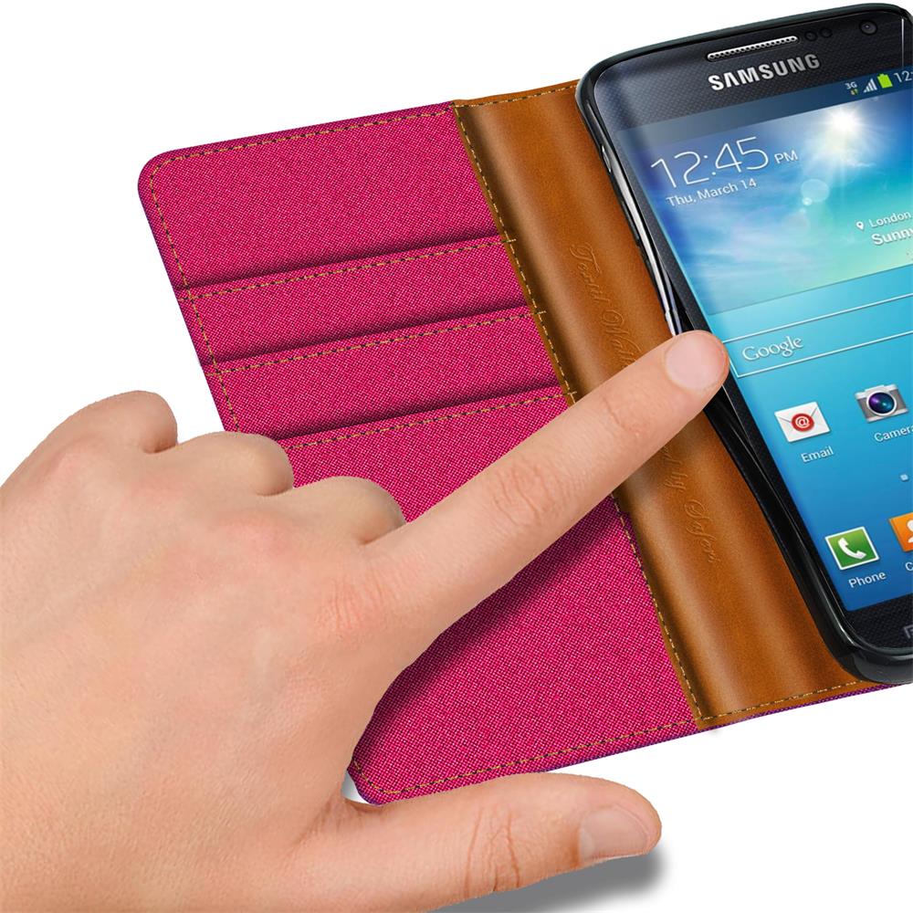 Textil Wallet für Samsung Galaxy S4 in Pink