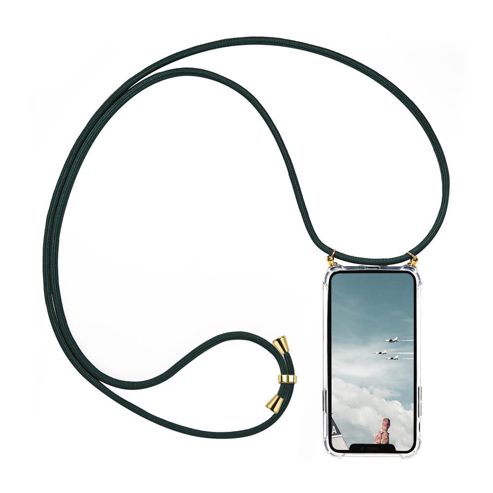 Connect Case für Apple iPhone 11 in Gold, Kette in Grün Connect Case für Samsung Galaxy S9 Plus in Gold, Kette in Grün