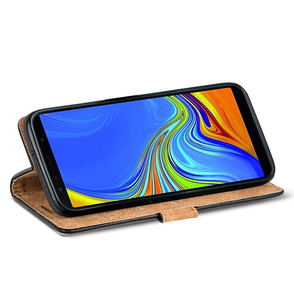Retro Wallet für Samsung Galaxy A9 2018 in Schwarz