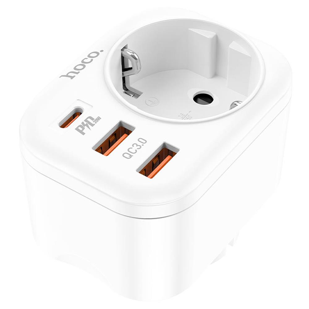 Hoco NS3 - Schuko-Adapter in Weiss