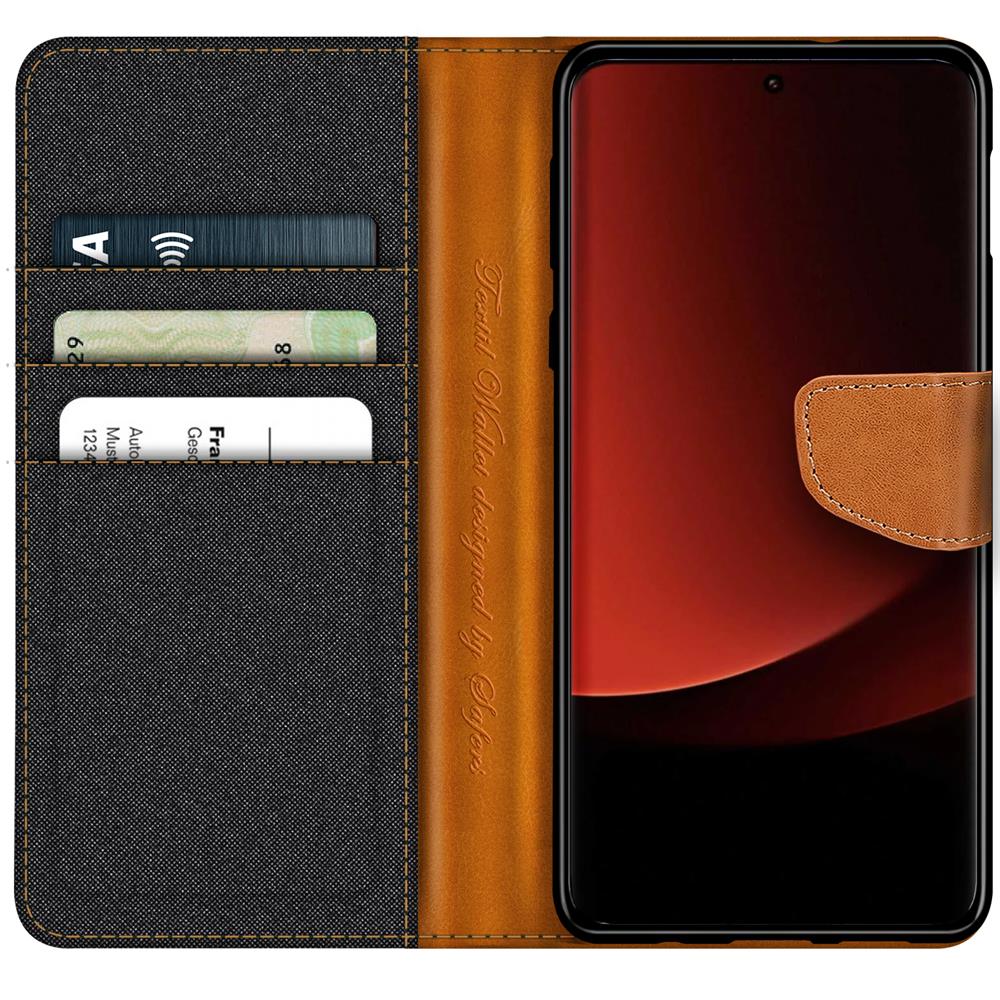 Textil Wallet für Xiaomi 13 Ultra in Schwarz