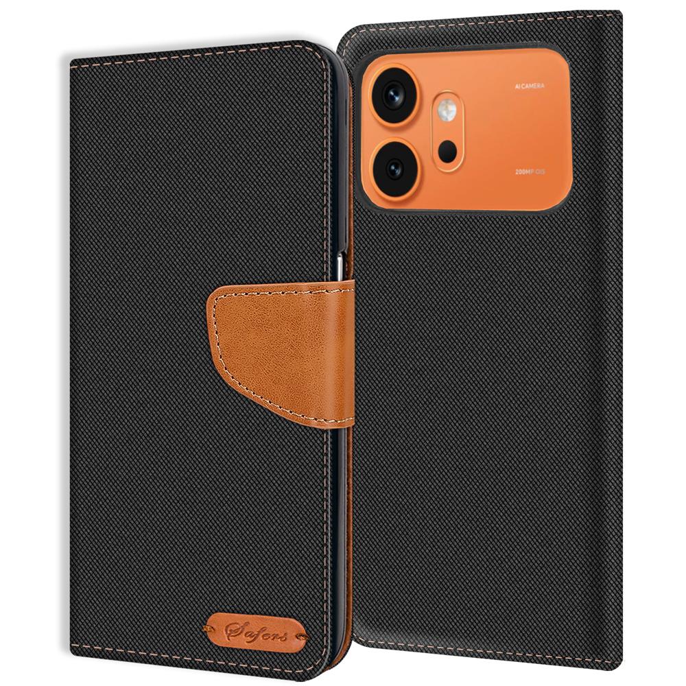 Textil Wallet für Honor 600 in Schwarz