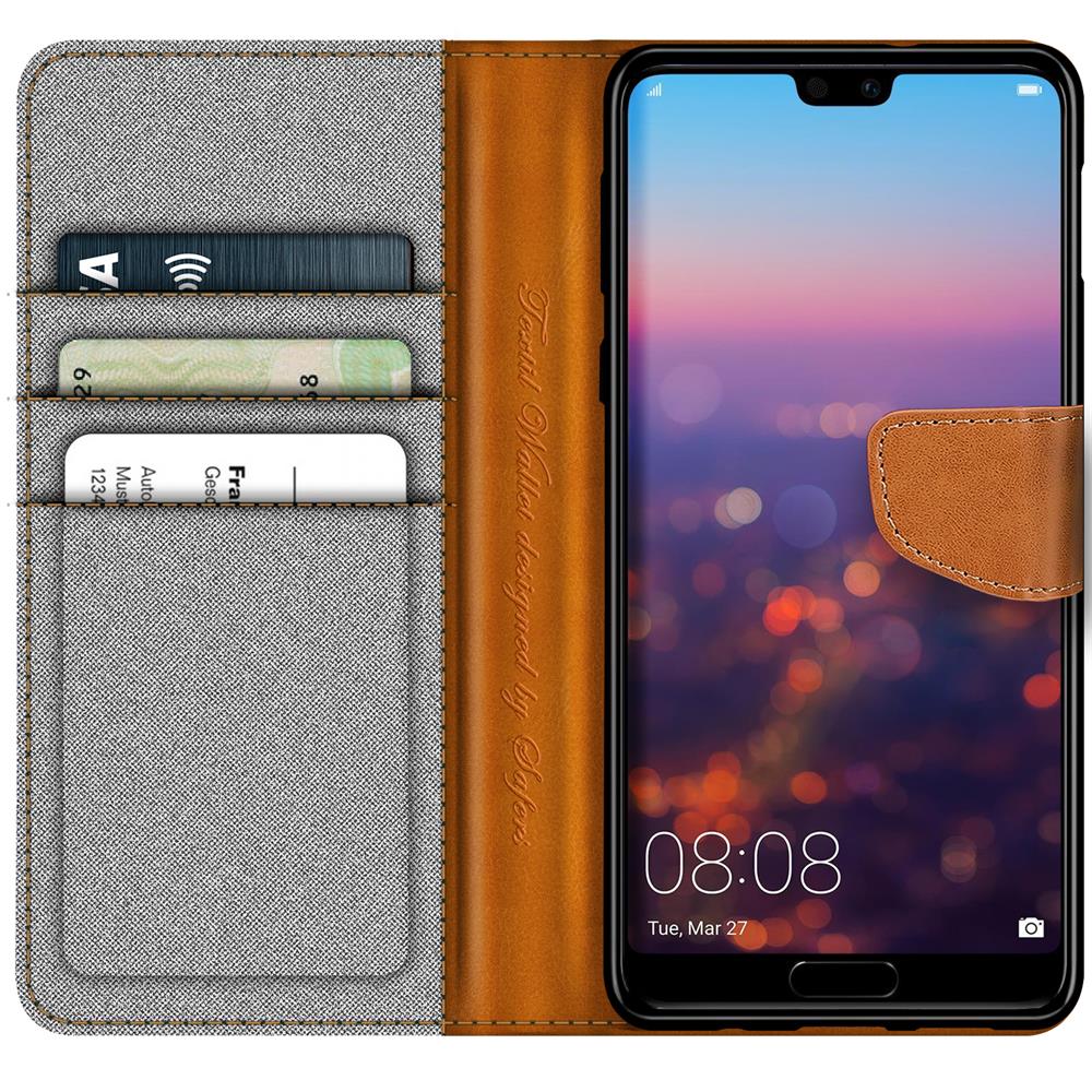 Textil Wallet für Huawei P20 in Grau