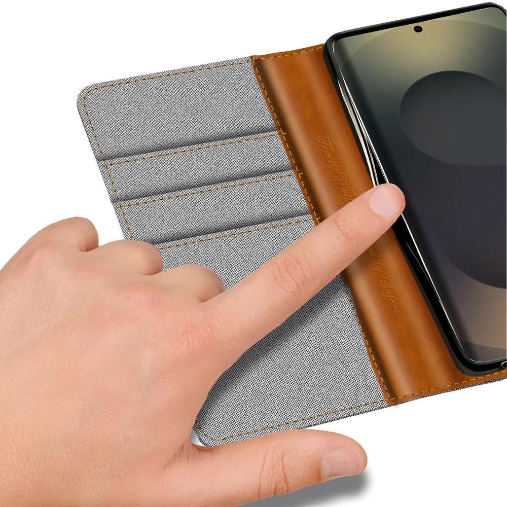 Textil Wallet für Samsung Galaxy S25 Ultra in Grau