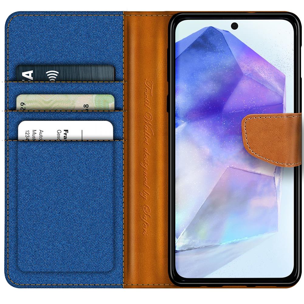 Textil Wallet für Samsung Galaxy A55 5G in Blau