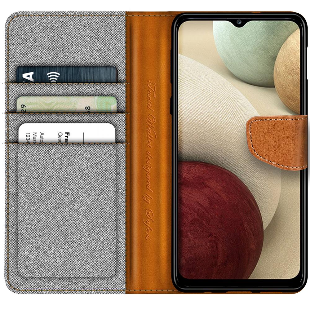 Textil Wallet für Samsung Galaxy A22 5G in Grau