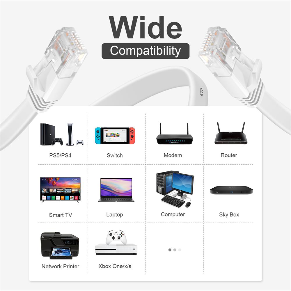 Patch FLAT Kabel Cat6 - PC-Flat-600A - 8M in Weiss