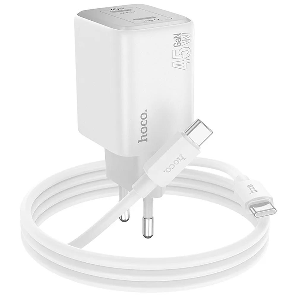 Netz-Ladegerät Hoco - N42 GaN Typ C Set in Weiss