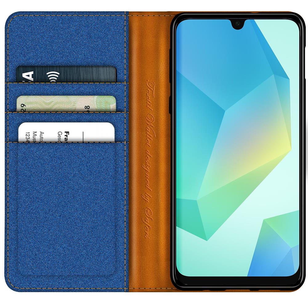 Textil Wallet für Samsung Galaxy A26 5G in Blau