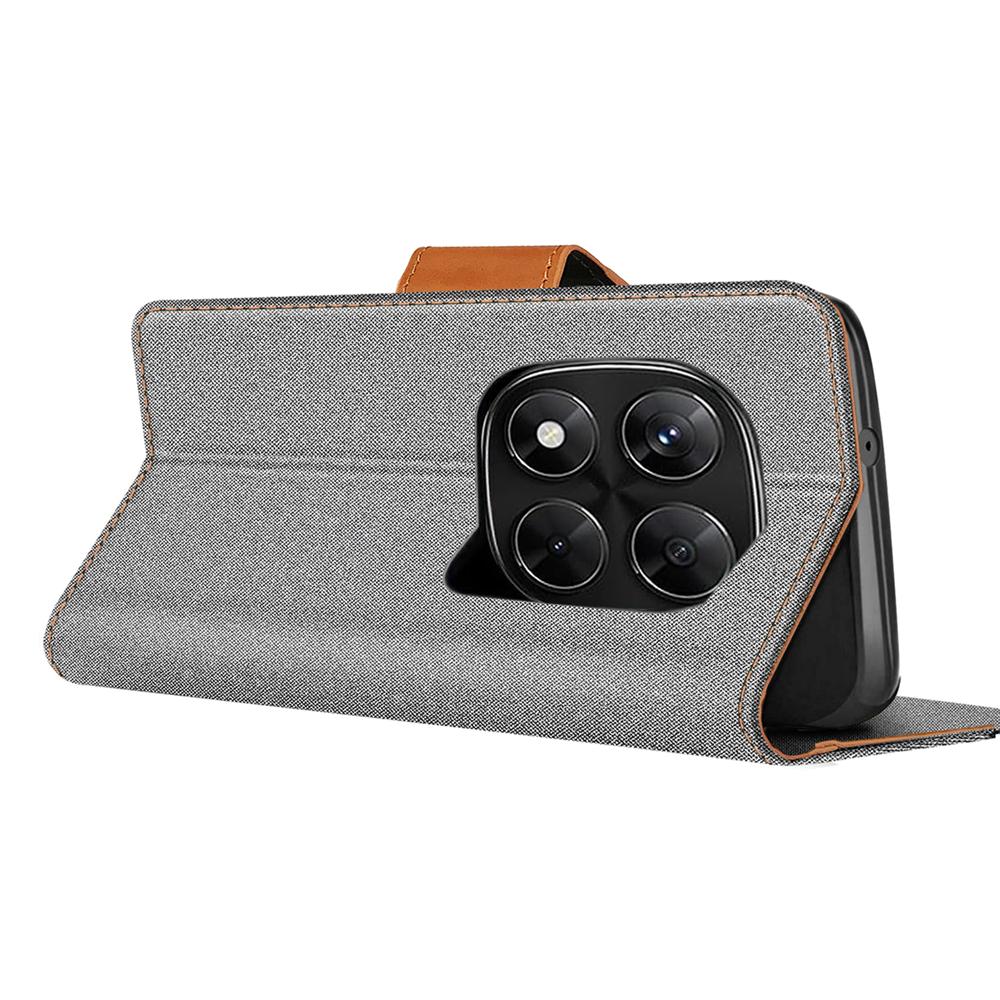 Textil Wallet für Xiaomi Redmi Note 15 Pro 4G in Grau