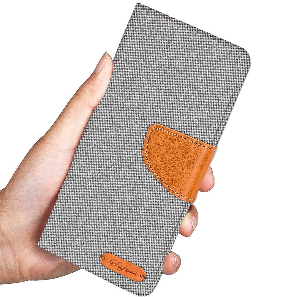 Textil Wallet für Xiaomi Redmi Note 14 Pro Plus 5G in Grau