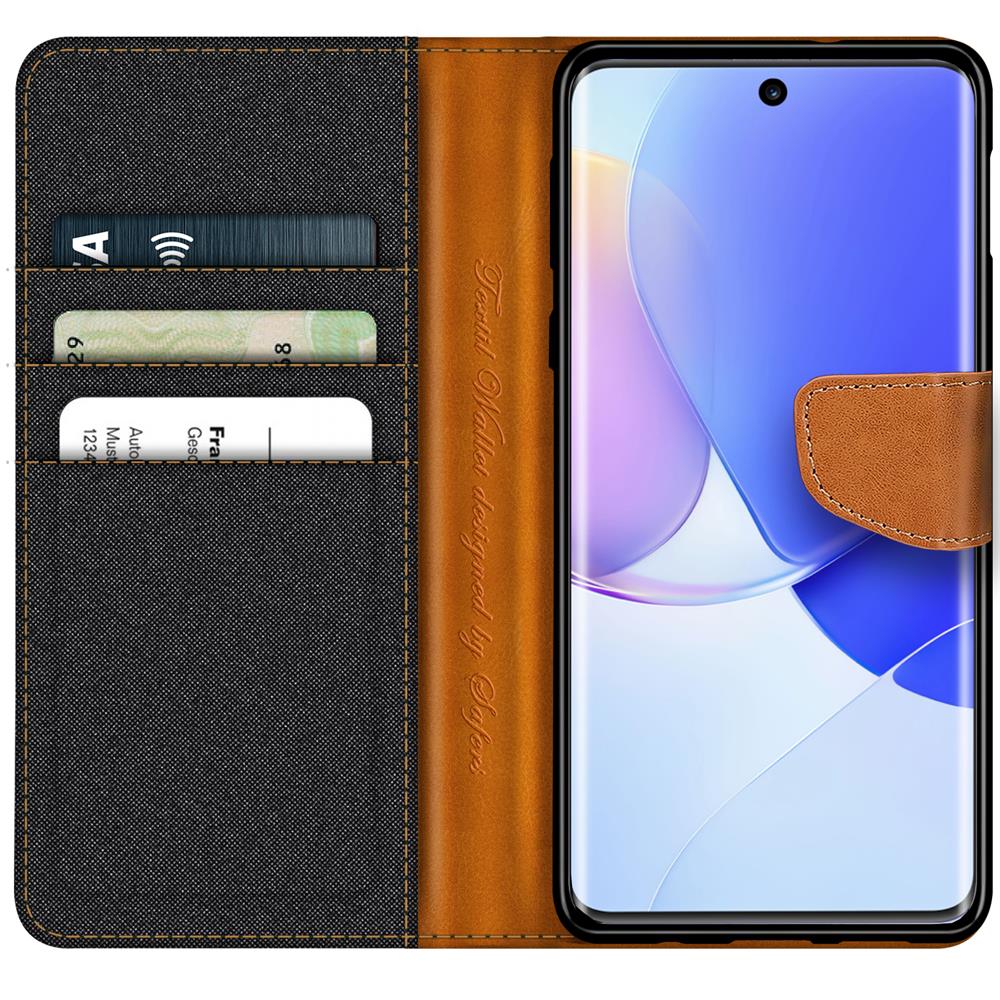 Textil Wallet für Huawei Nova 9 SE in Schwarz