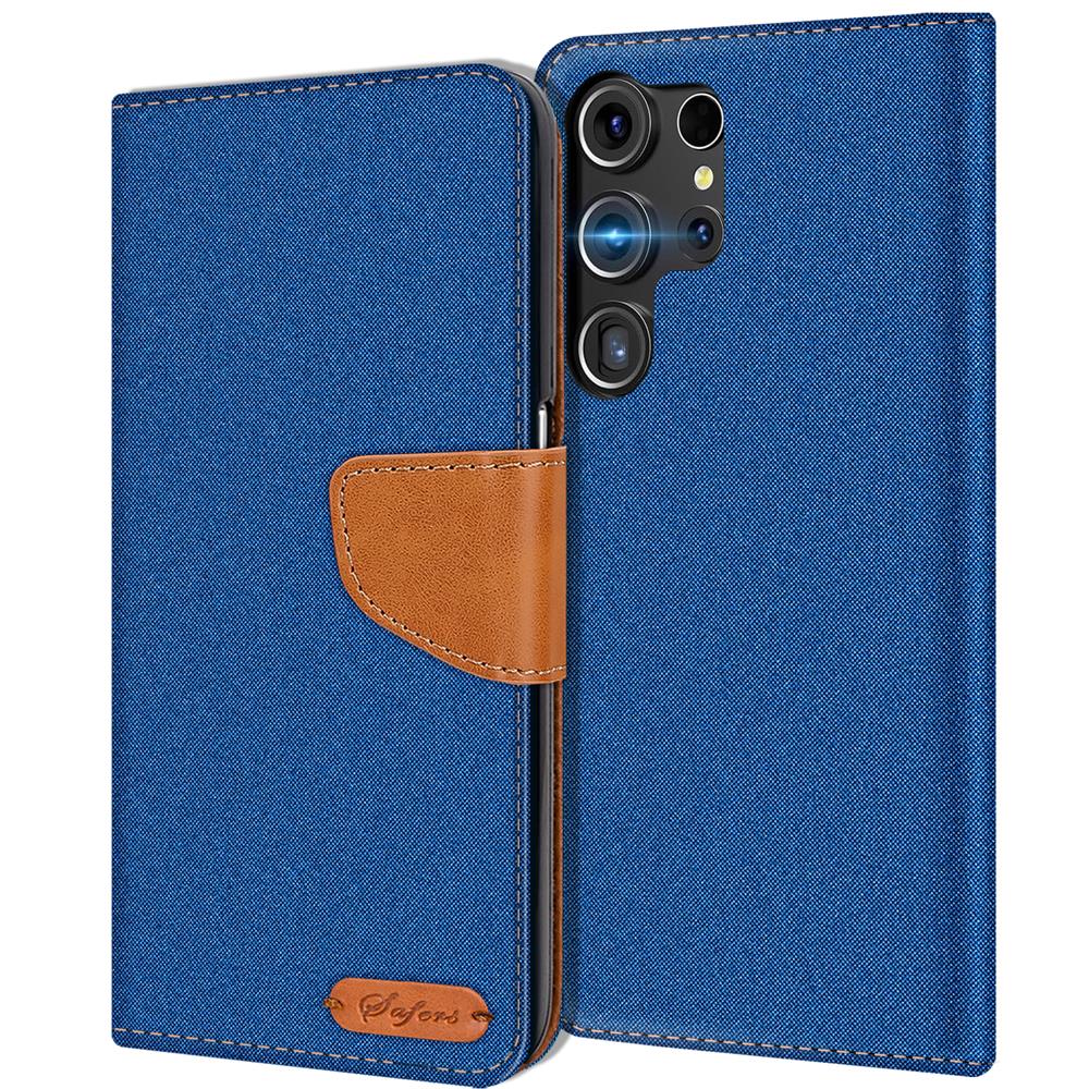 Textil Wallet für Samsung Galaxy S24 Ultra in Blau