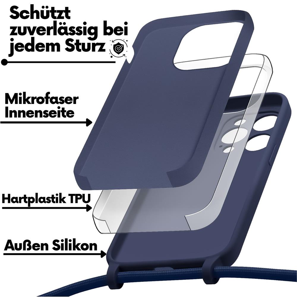 Connect Case Colour inkl. Kette für Apple iPhone 15 Pro Max in Blau