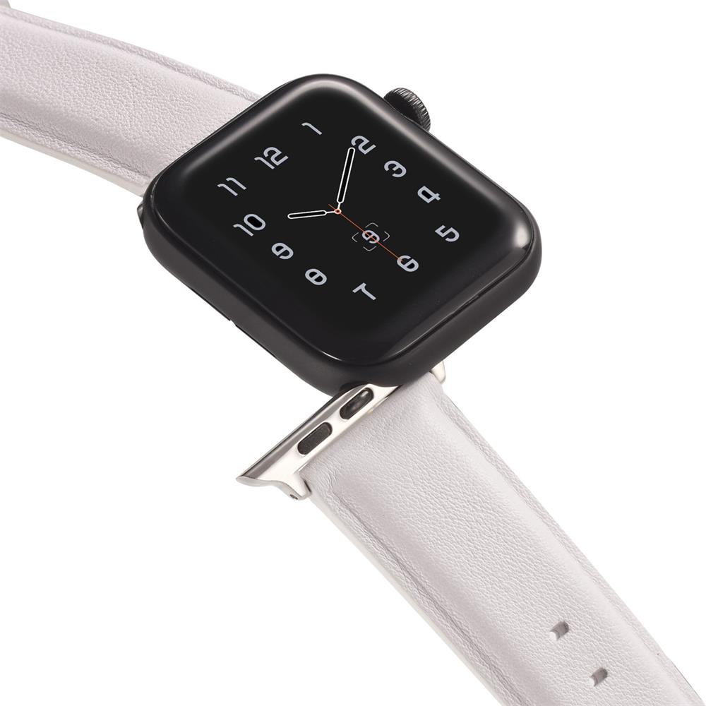 Fitnessarmband LEDER für Apple Watch 1-9 - 42/44/45 Gr. L in Weiss