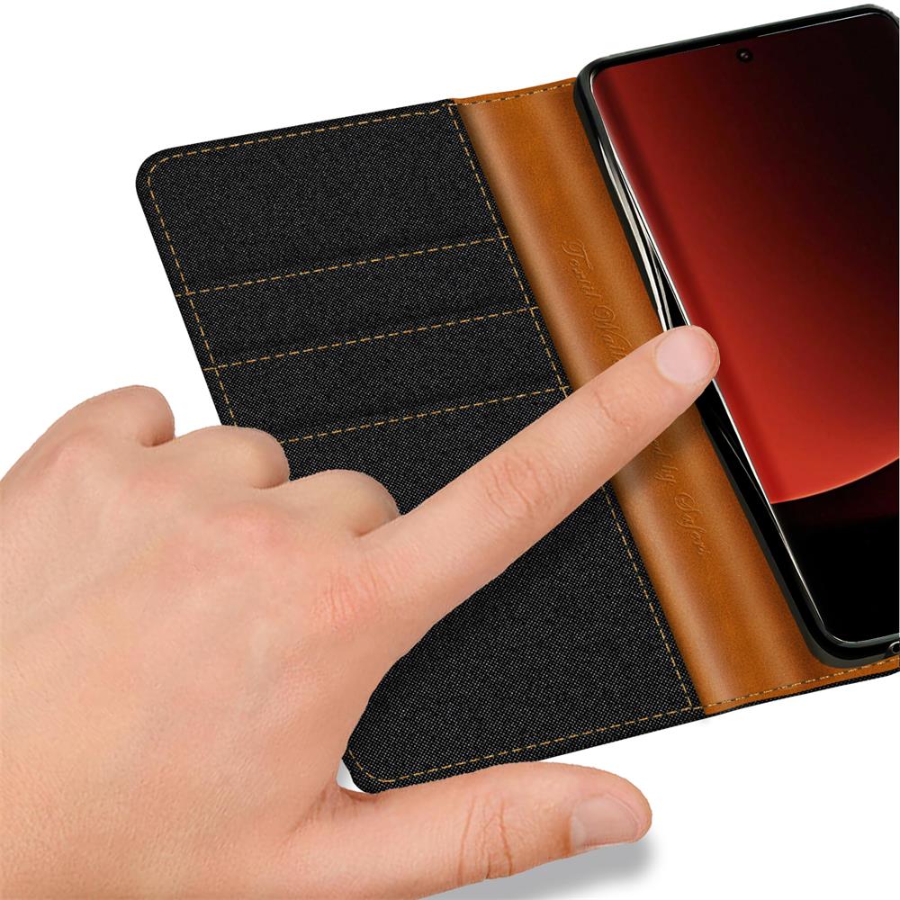 Textil Wallet für Xiaomi 13 Ultra in Schwarz