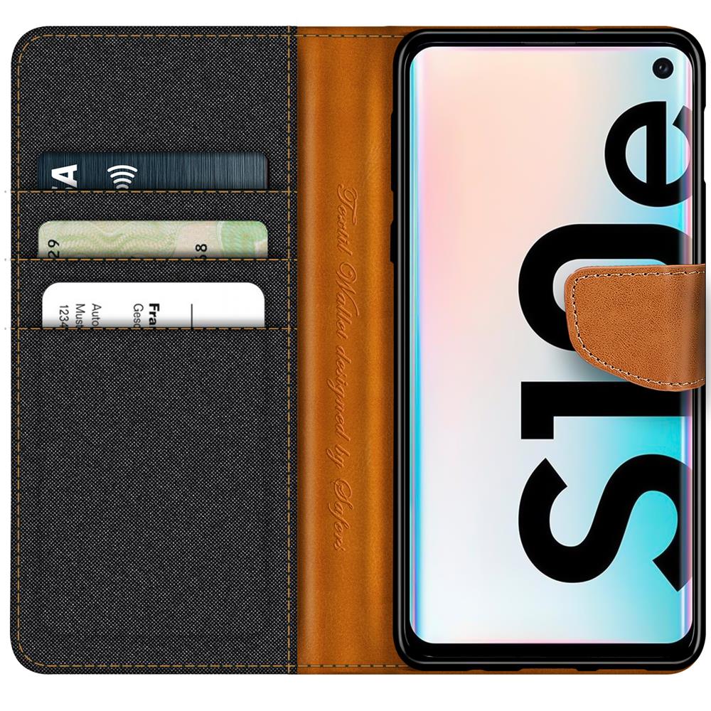 Textil Wallet für Samsung Galaxy S10e in Schwarz