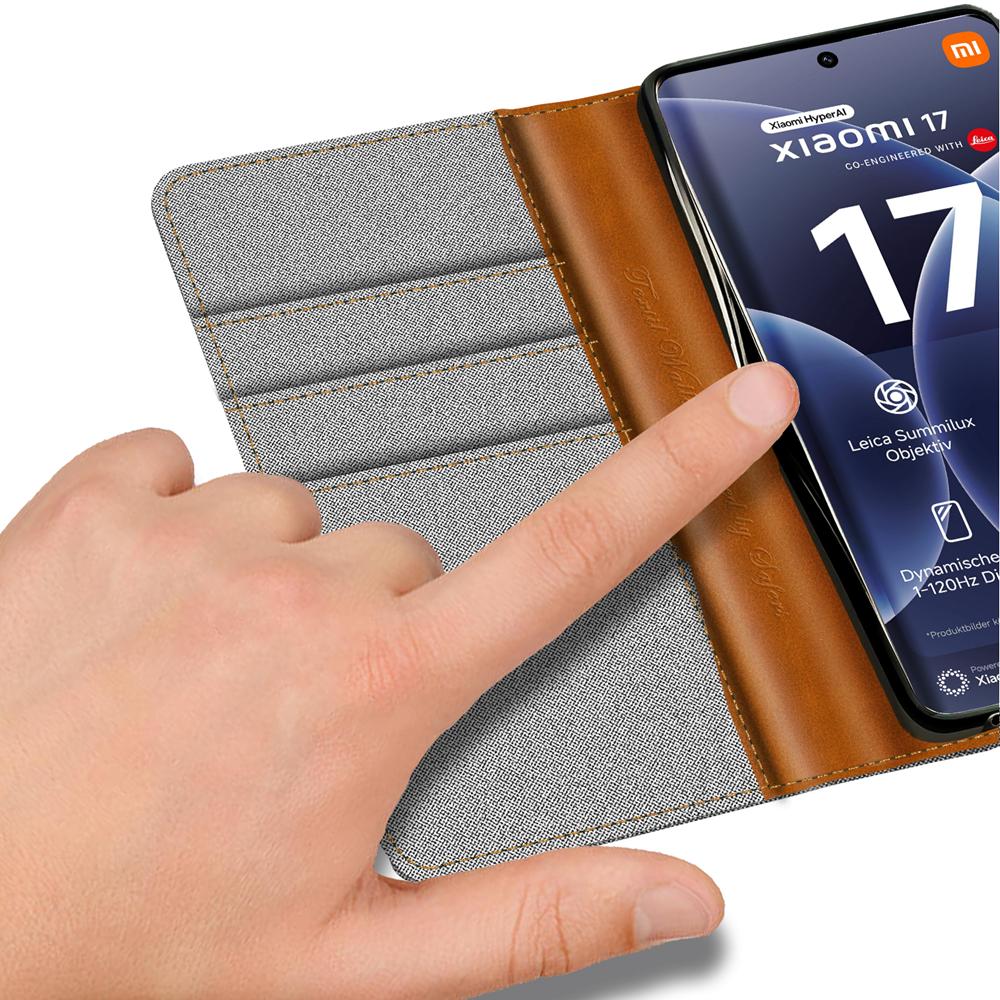 Textil Wallet für Xiaomi 17 in Grau