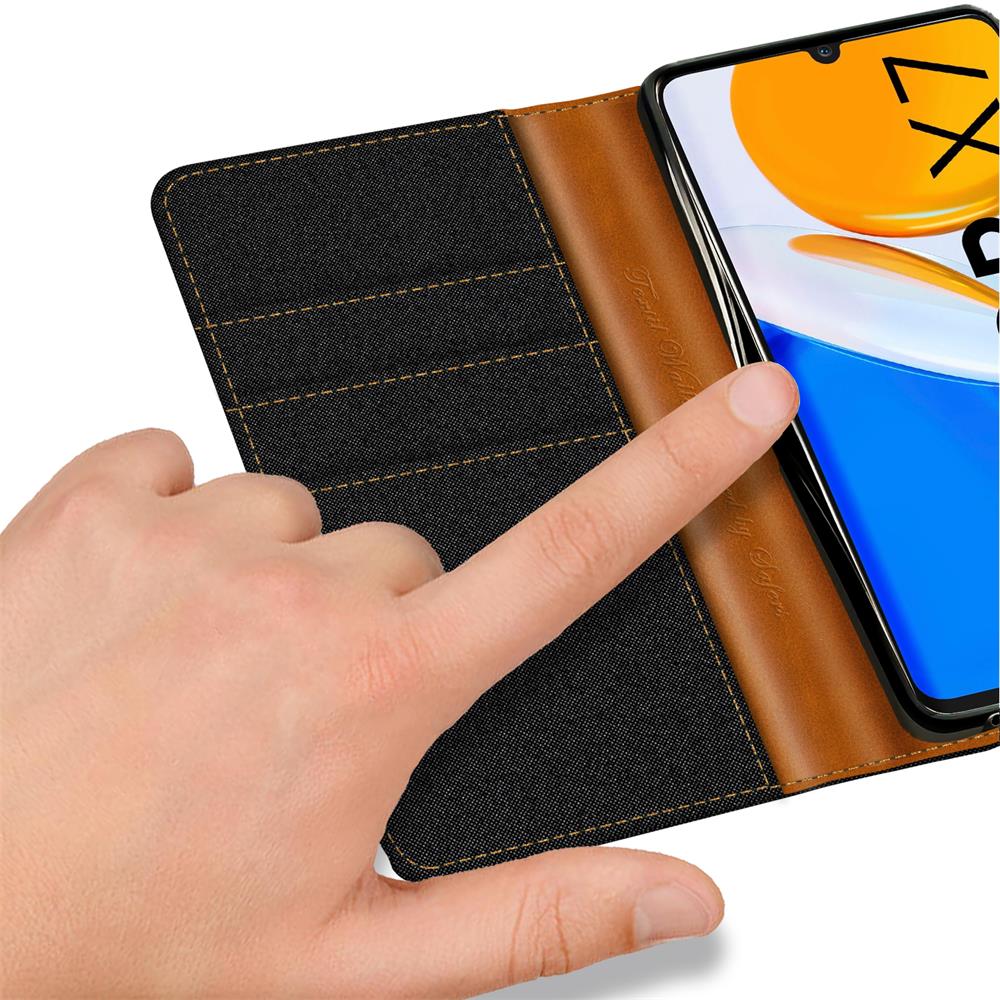 Textil Wallet für Honor X7 in Schwarz