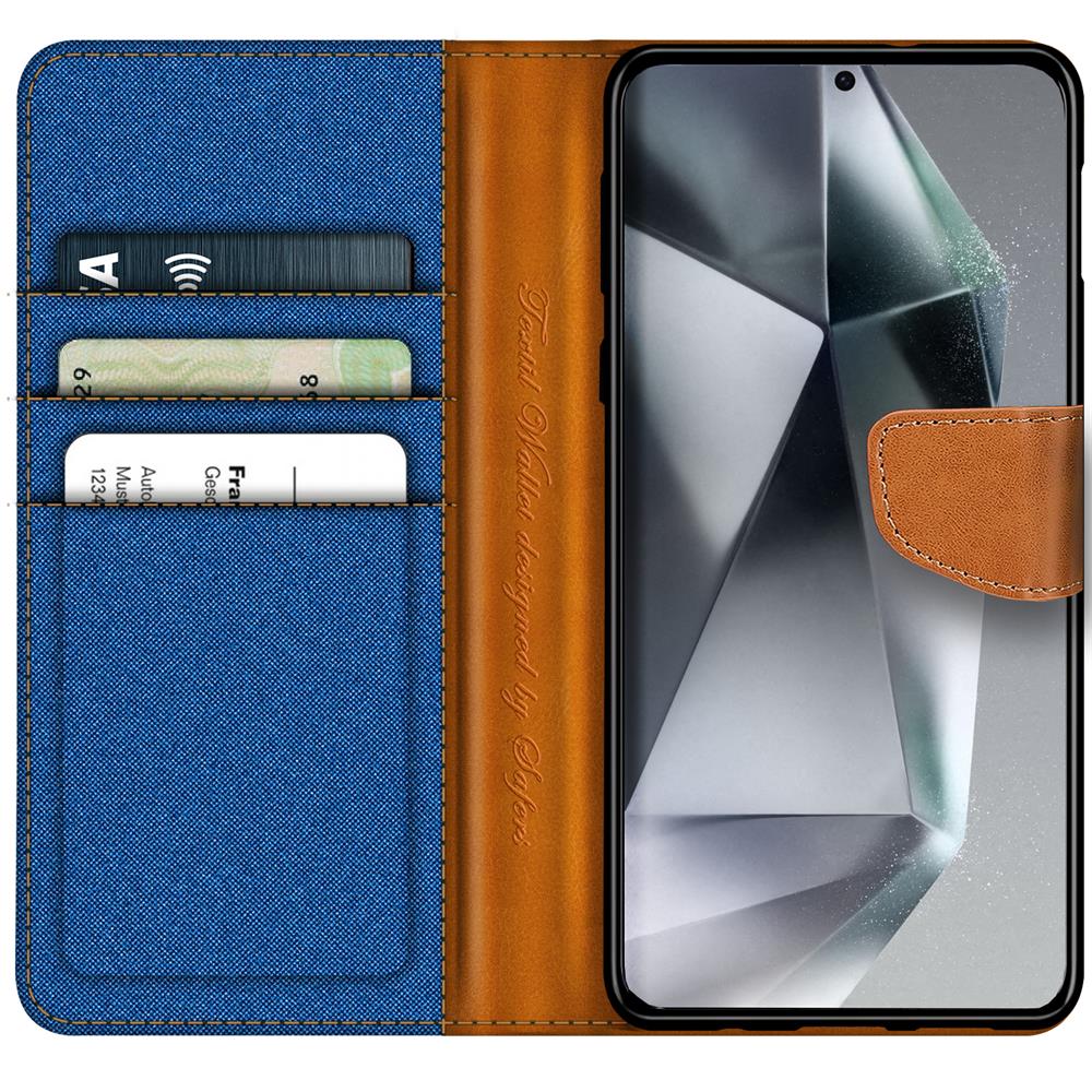 Textil Wallet für Samsung Galaxy S24 Ultra in Blau