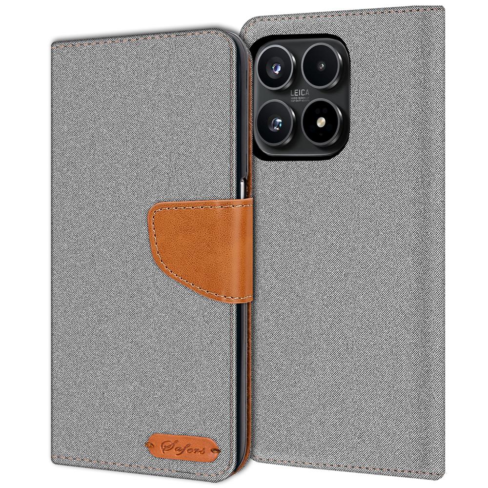 Textil Wallet für Xiaomi 17 in Grau