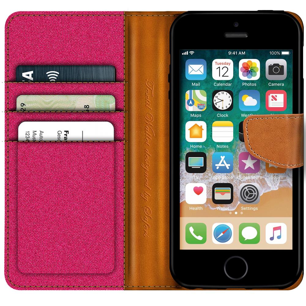 Textil Wallet für Apple iPhone 4 / 4S in Pink