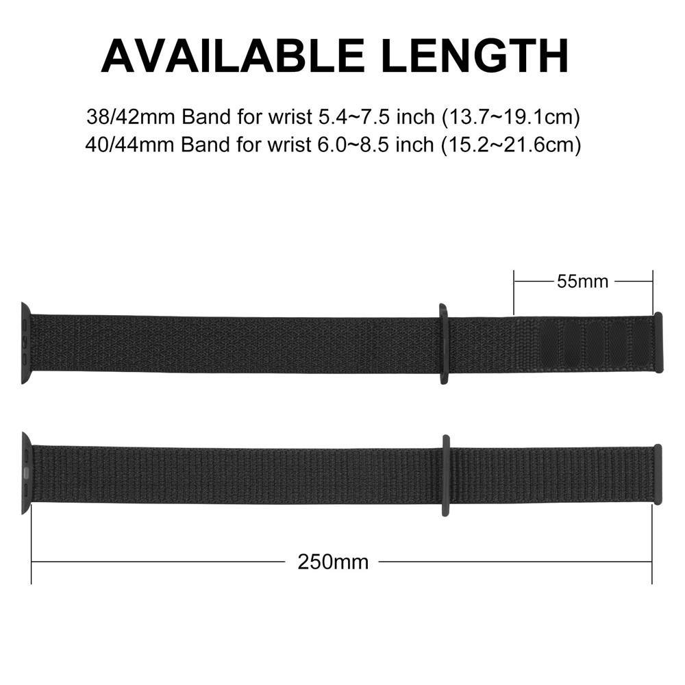 Fitnessarmband Nylon für Apple Watch 1-9 - 42/44/45 in Schwarz